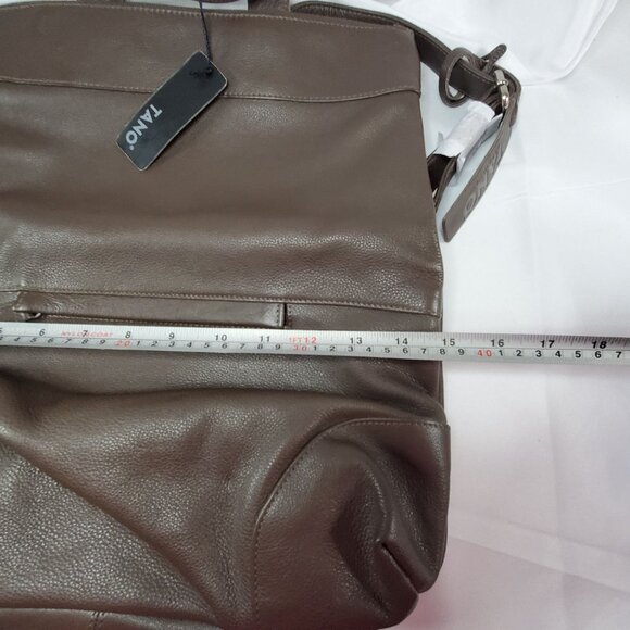 NWT Tano Brown Italian Leather Backpack With Adjustable Straps & Top Handle - Picture 14 of 14